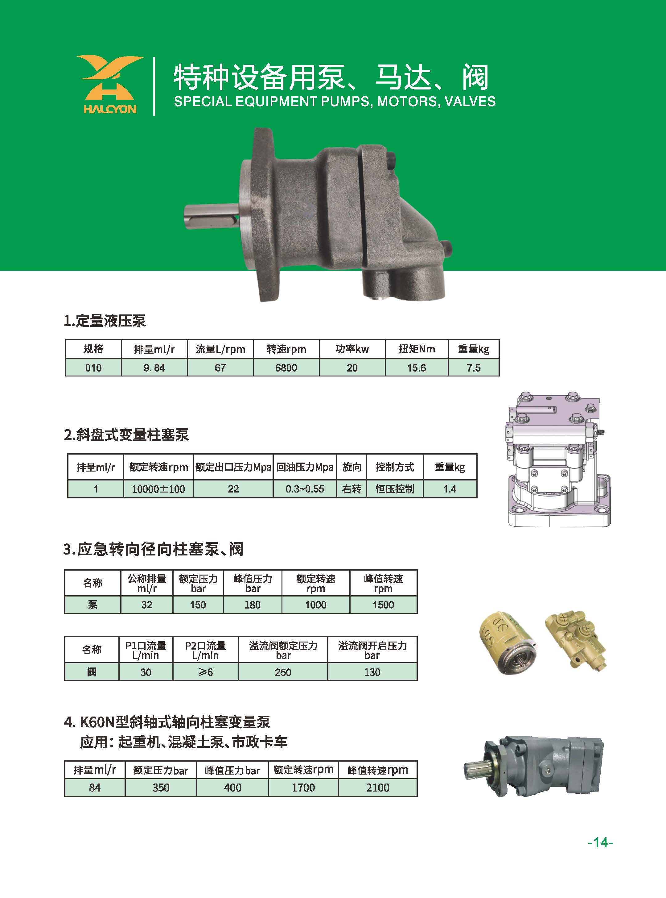 特种设备用泵、马达、阀